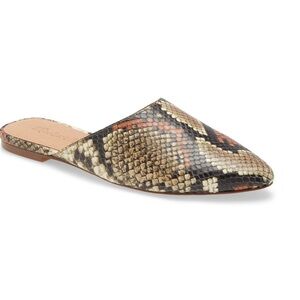 Madewell Remi Mule Slip on Snake-Print Spiced Cider Beige, Black & Brown 6.5 NWT